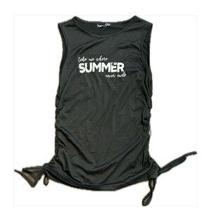 SHEIN Black Ruched Side Summer Graphic Tank Top – Size M